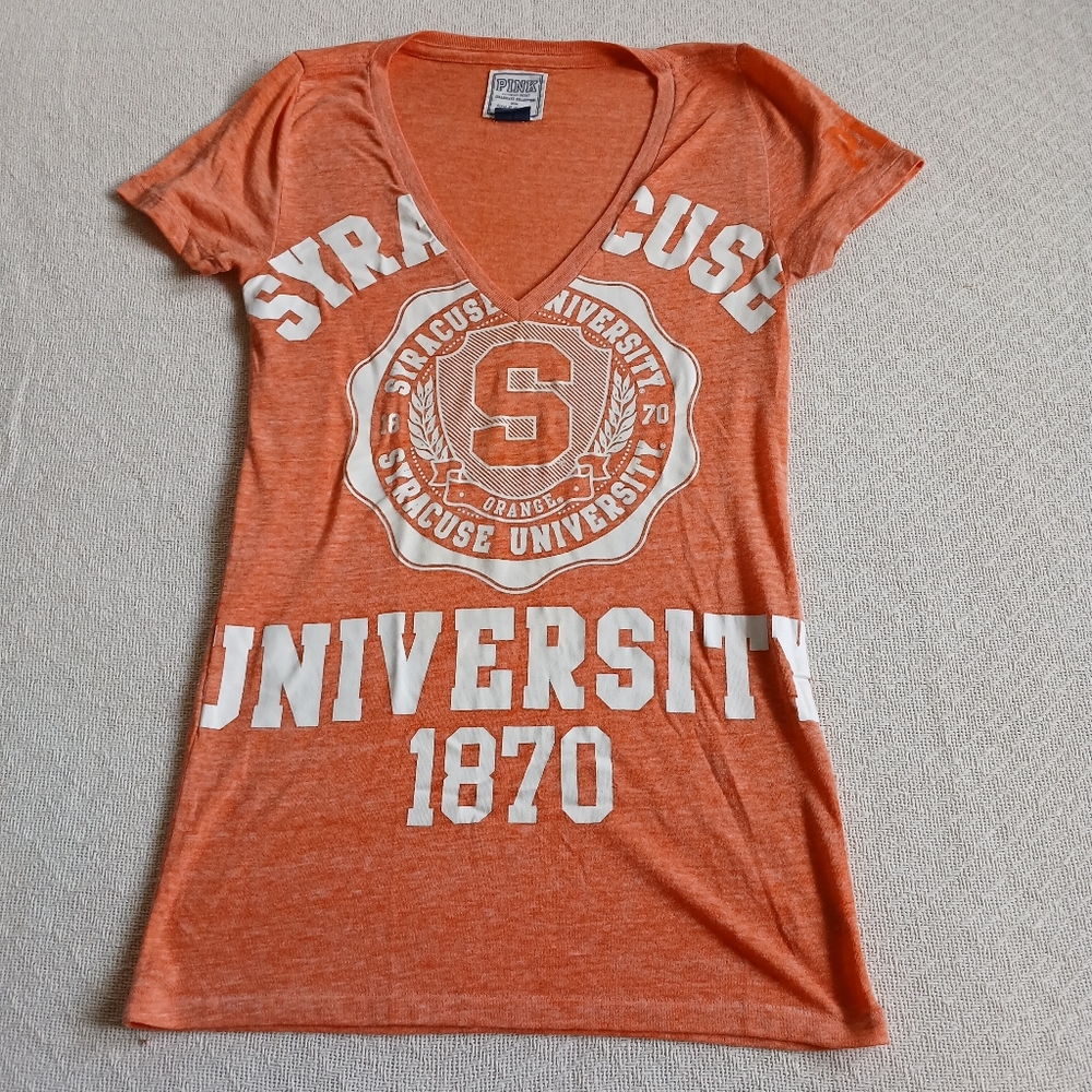 PINK ♡ syracuse university xs y2k tee shirt ny collegiate retro sporty indie